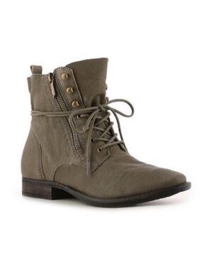 Sam Edelman Olive Army Green Nubuck Suede Mackay Lace Up Ankle Combat Moto Boots